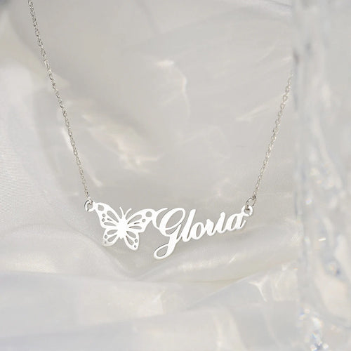 Custom Butterfly Name Necklace