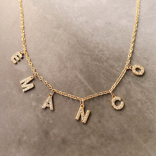 Diamond Letter Gold Necklace