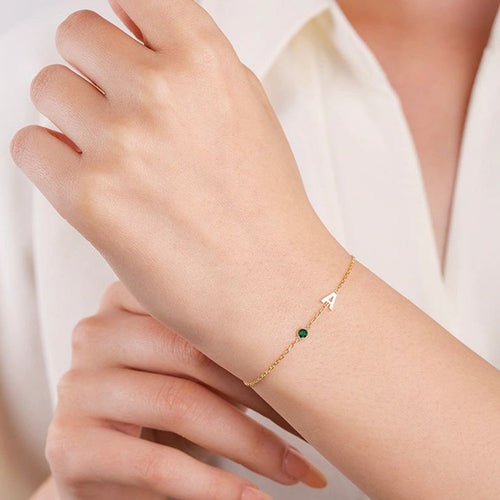 Custom Letter Birthstone Bracelet
