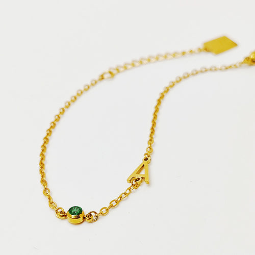 Custom Letter Birthstone Bracelet