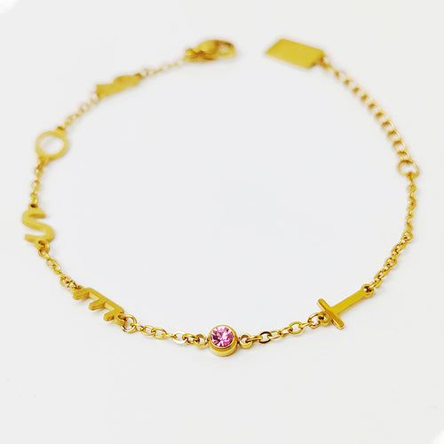 Custom Letter Birthstone Bracelet