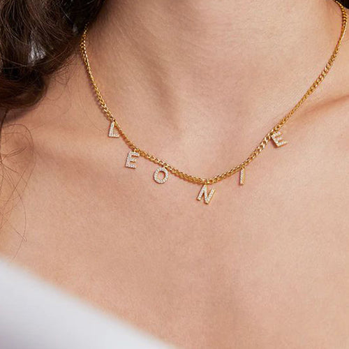 Zircon Diamond Letter Necklace