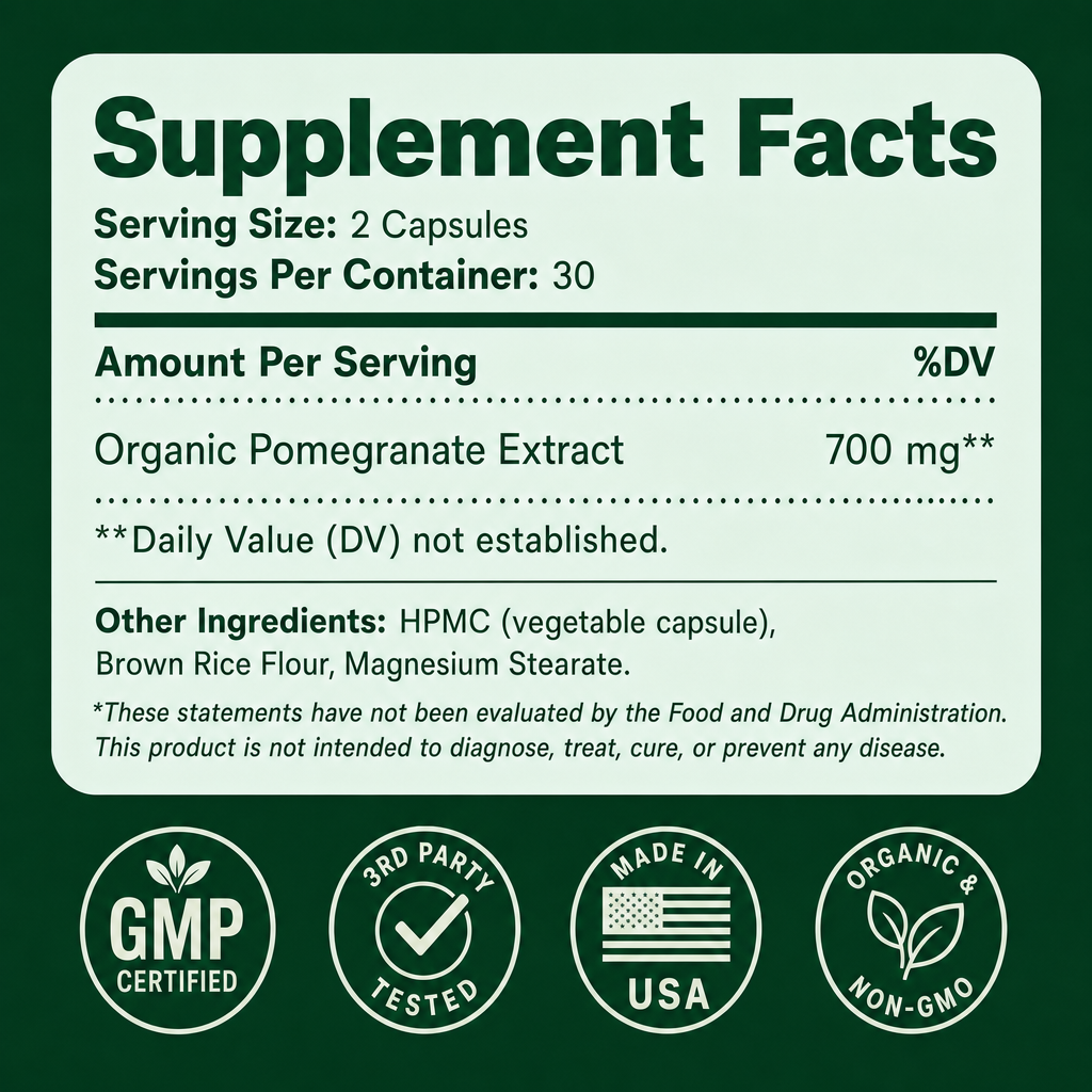 Supplement facts and quality badges